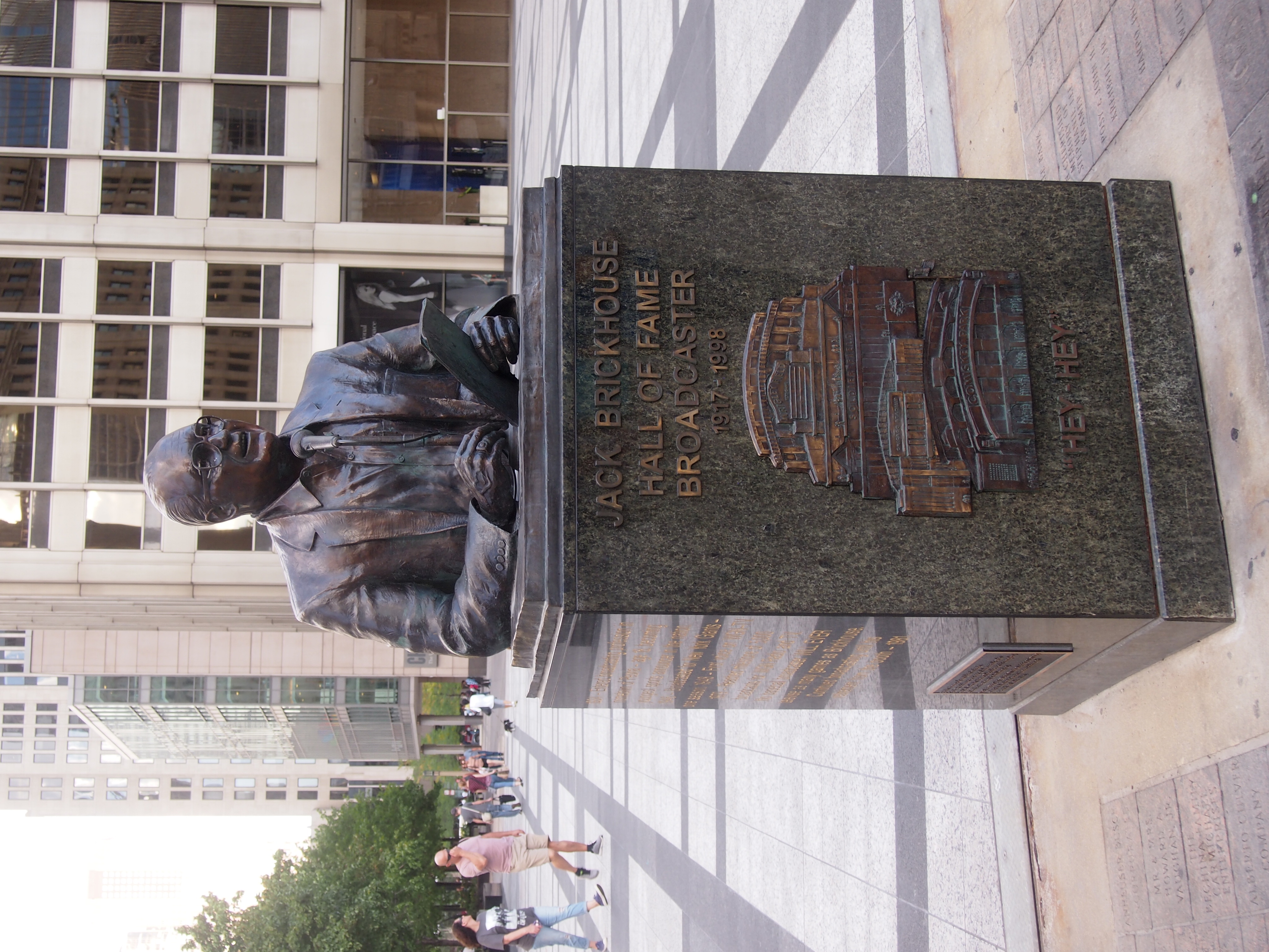 Jack Brickhouse statue, Pioneer Court, Chicago, 2016